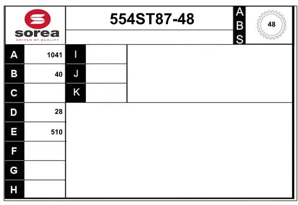 Arbre de transmission STARTCAR 554ST87-48