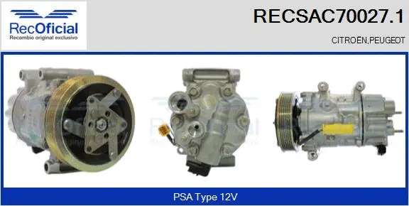 Compresseur, climatisation RECOFICIAL RECSAC70027.1
