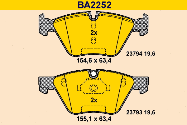 Kit de plaquettes de frein, frein à disque BARUM BA2252