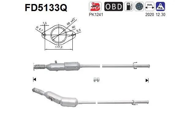 Filtre à particules / à suie, échappement AS FD5133Q