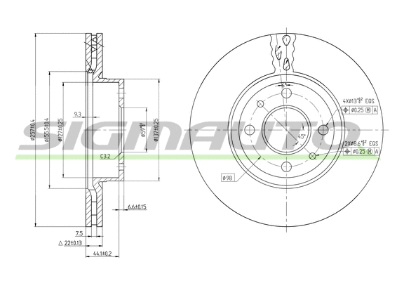 Disque de frein SIGMAUTO DBA178V