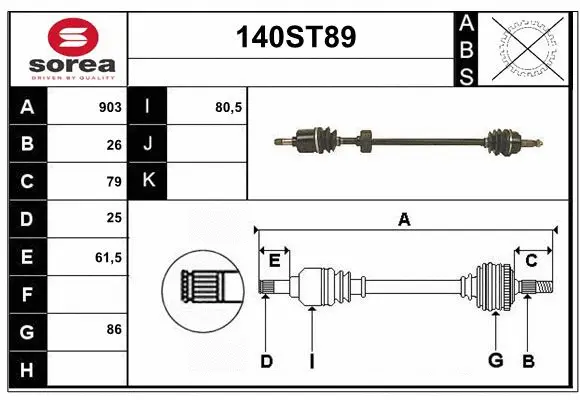 Arbre de transmission STARTCAR 140ST89