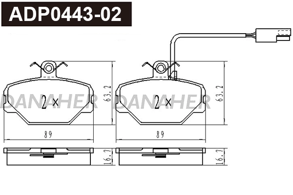 Kit de plaquettes de frein, frein à disque DANAHER ADP0443-02