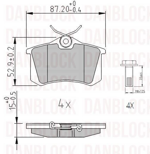 Kit de plaquettes de frein, frein à disque DANBLOCK DB 510106