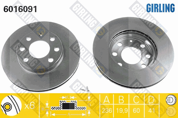 Disque de frein GIRLING 6016091
