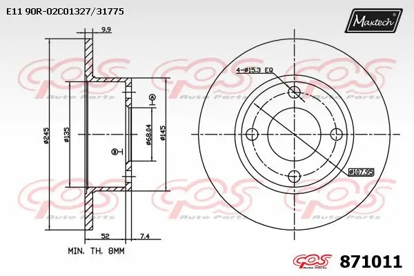 Disque de frein MAXTECH 871011