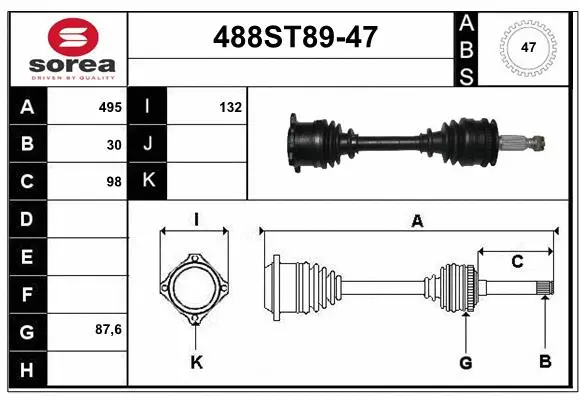 Arbre de transmission STARTCAR 488ST89-47