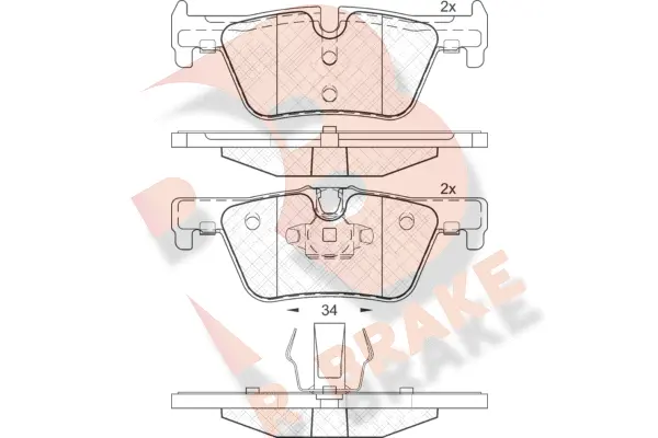 Kit de plaquettes de frein, frein à disque R BRAKE RB2049