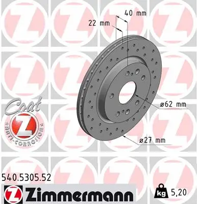 Disque de frein ZIMMERMANN 540.5305.52