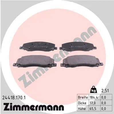 Kit de plaquettes de frein, frein à disque ZIMMERMANN 24418.170.1