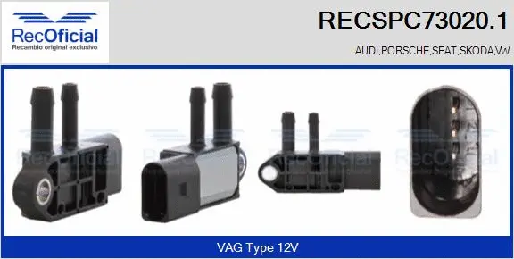 Transmetteur de pression, contrôle des gaz d'échappement RECOFICIAL RECSPC73020.1