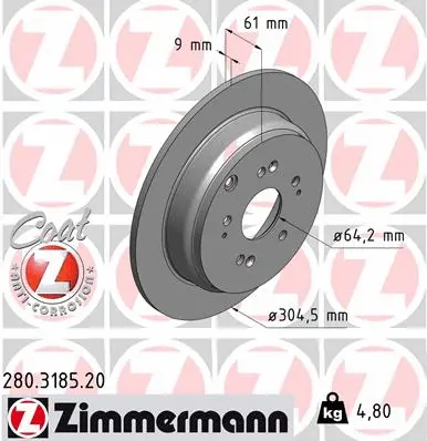 Disque de frein ZIMMERMANN 280.3185.20