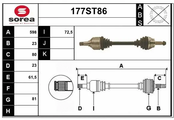 Arbre de transmission STARTCAR 177ST86