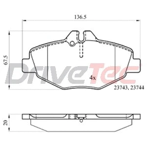 Kit de plaquettes de frein, frein à disque DriveTec DPAD1791