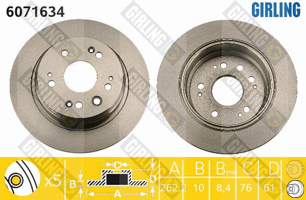Disque de frein GIRLING 6071634