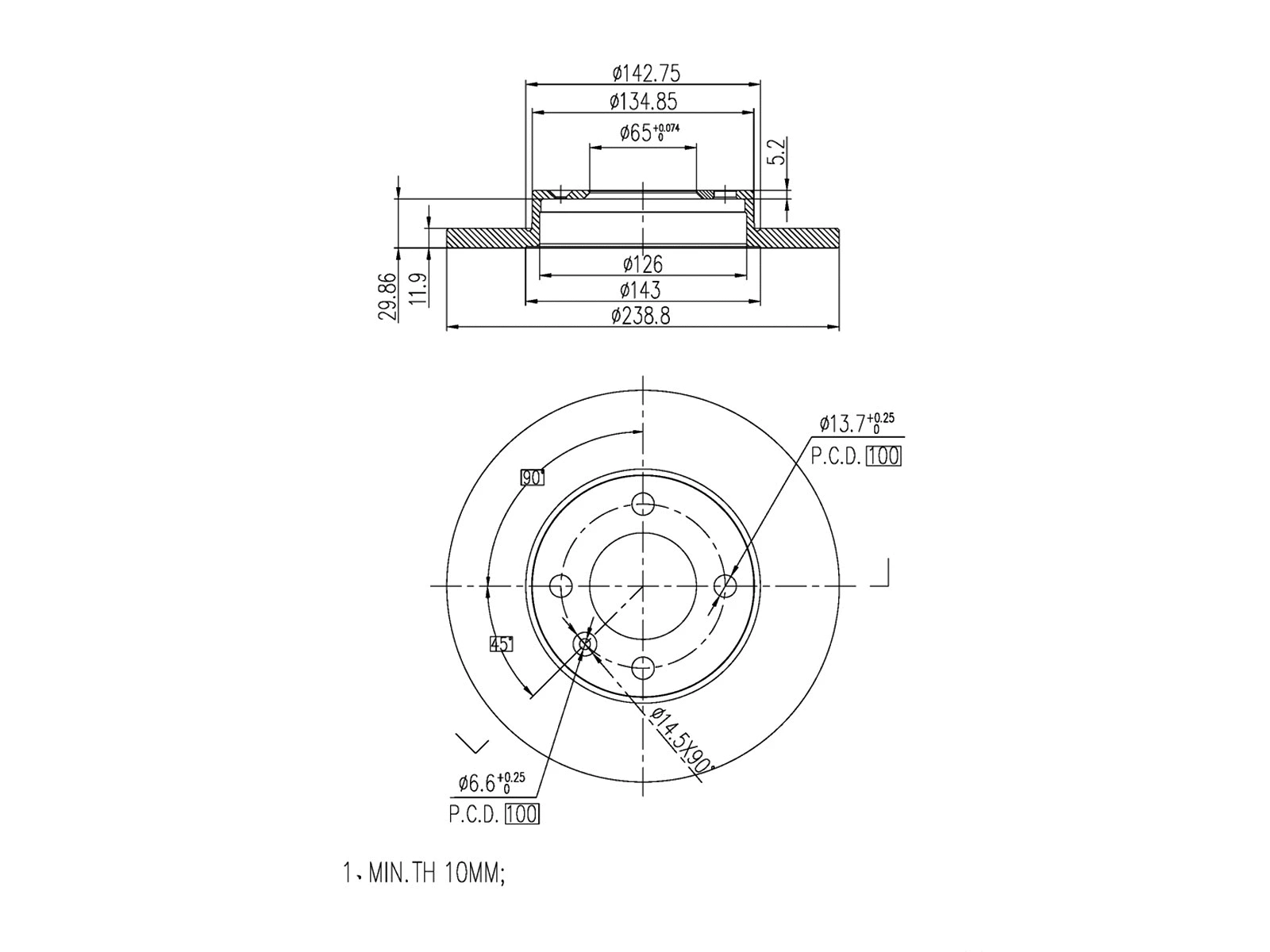 Disque de frein A.Z. Meisterteile AZMT-44-024-1024