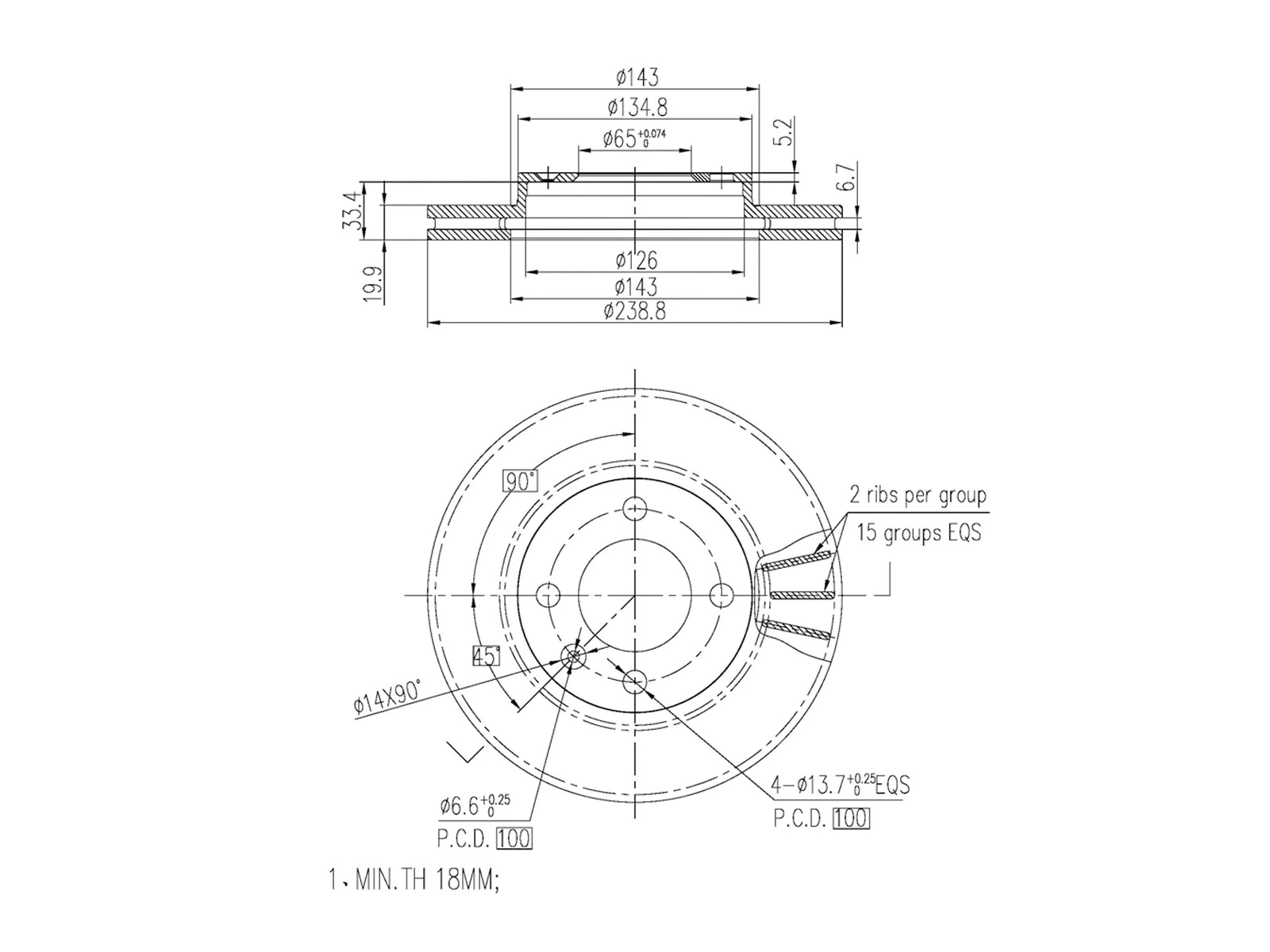 Disque de frein A.Z. Meisterteile AZMT-44-024-1381