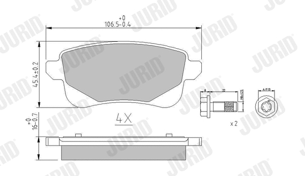 Kit de plaquettes de frein, frein à disque JURID 573660J