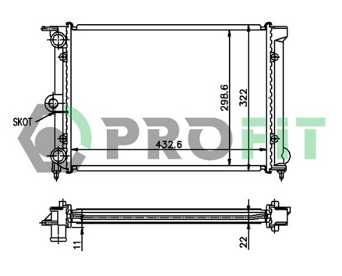 Radiateur, refroidissement du moteur PROFIT PR 9521A4