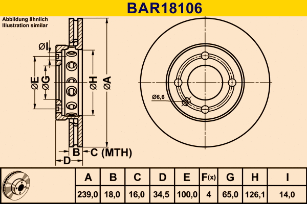 Disque de frein BARUM BAR18106