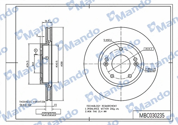 Disque de frein MANDO MBC030235