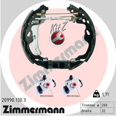 Jeu de mâchoires de frein ZIMMERMANN 20990.130.3