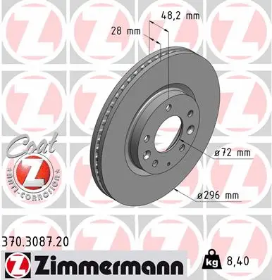 Disque de frein ZIMMERMANN 370.3087.20