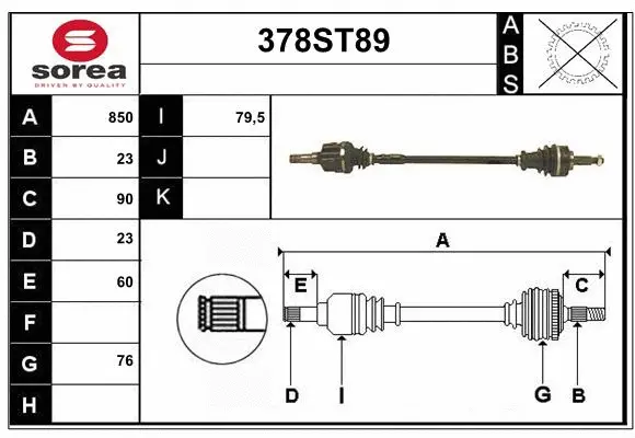 Arbre de transmission STARTCAR 378ST89