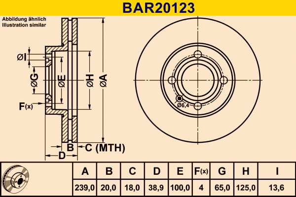 Disque de frein BARUM BAR20123