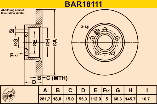 Disque de frein BARUM BAR18111