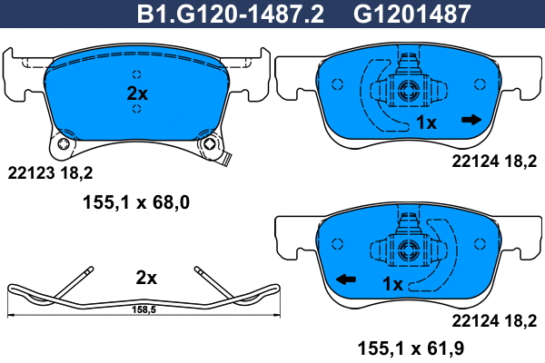Kit de plaquettes de frein, frein à disque GALFER B1.G120-1487.2
