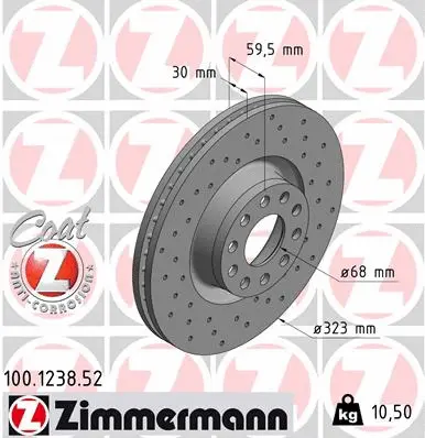 Disque de frein ZIMMERMANN 100.1238.52
