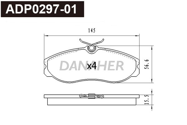 Kit de plaquettes de frein, frein à disque DANAHER ADP0297-01