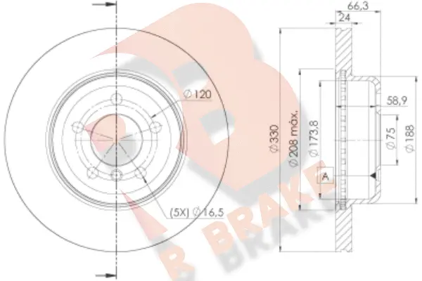 Disque de frein R BRAKE 78RBD23555