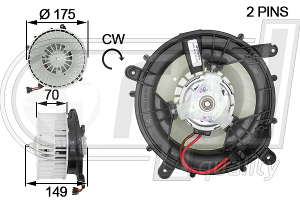 Moteur électrique, pulseur d'air habitacle RPL QUALITY APVTMB5016