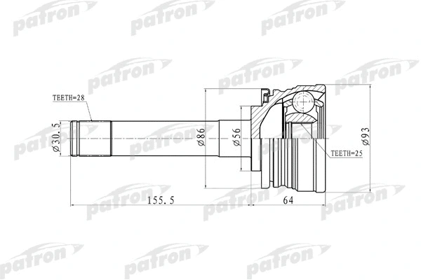 Jeu de joints, arbre de transmission PATRON PCV9316