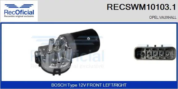 Moteur d'essuie-glace RECOFICIAL RECSWM10103.1