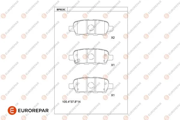 Kit de plaquettes de frein, frein à disque EUROREPAR 1677811780
