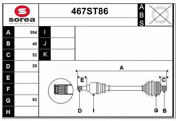 Arbre de transmission STARTCAR 467ST86