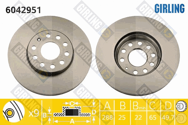 Disque de frein GIRLING 6042951