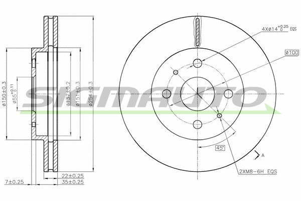 Disque de frein SIGMAUTO DBB758V