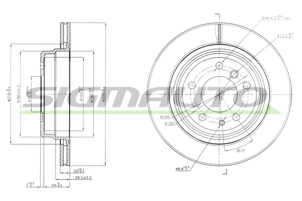 Disque de frein SIGMAUTO DBA955V
