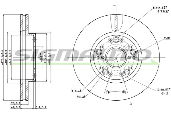 Disque de frein SIGMAUTO DBA883V