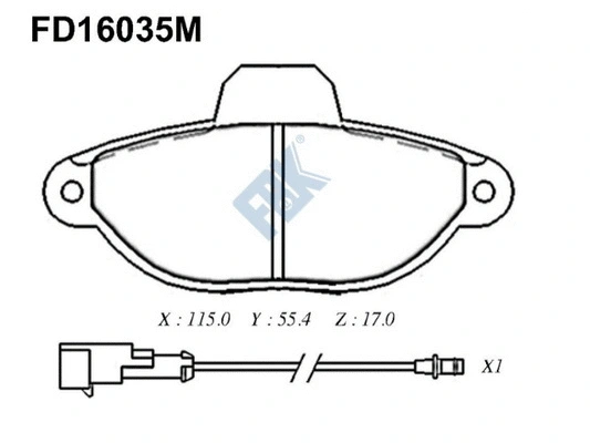 Kit de plaquettes de frein, frein à disque FBK FD16035M