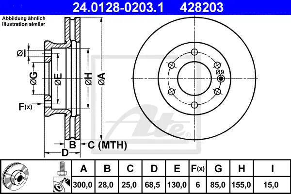 Disque de frein ATE-APAC 24.0128-0203.1