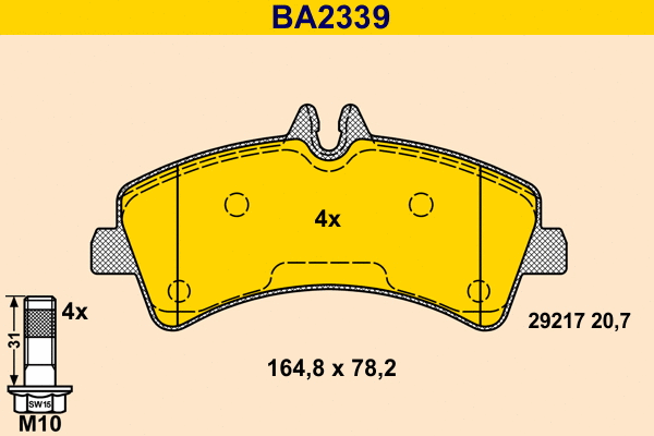 Kit de plaquettes de frein, frein à disque BARUM BA2339