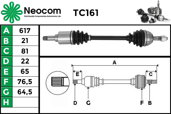 Arbre de transmission NEOCOM TC161