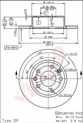 Disque de frein VILLAR 628.1235