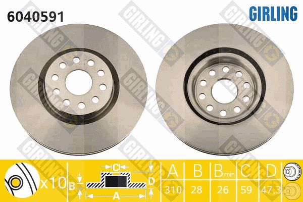 Disque de frein GIRLING 6040591