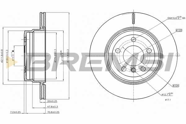 Disque de frein BREMSI CD7715V